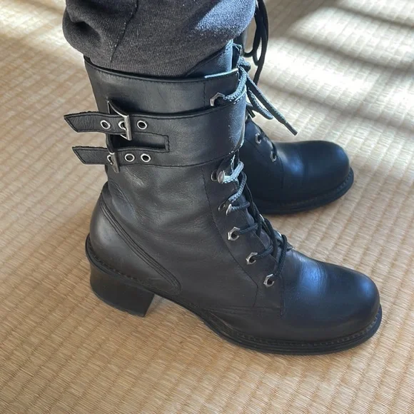 😎 REAL LEATHER Moto Boots 2” heel - Picture 4 of 10